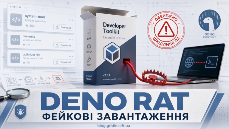 Deno RAT у фейкових завантаженнях як отруєний пакет dev-tools.