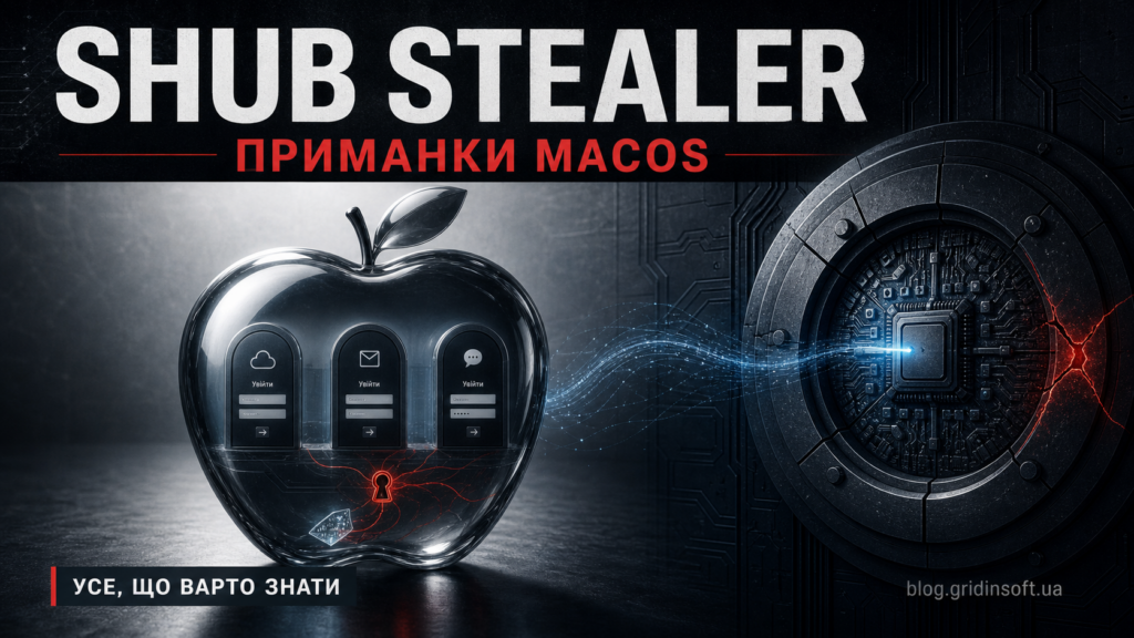 Ілюстрація SHub stealer для macOS з фальшивими сторінками входу