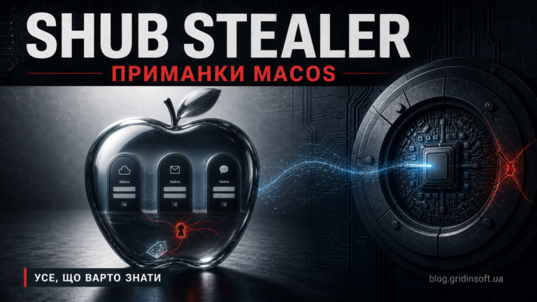 Ілюстрація SHub stealer для macOS з фальшивими сторінками входу