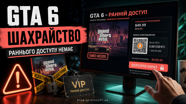 Фейкова сторінка раннього доступу GTA 6 просить оплату криптовалютою.