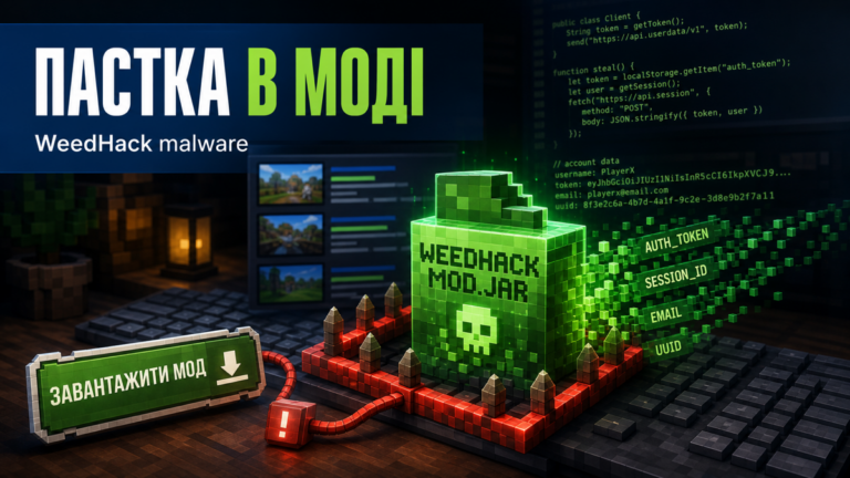 Редакційне зображення пастки з Minecraft-модом JAR для WeedHack malware.