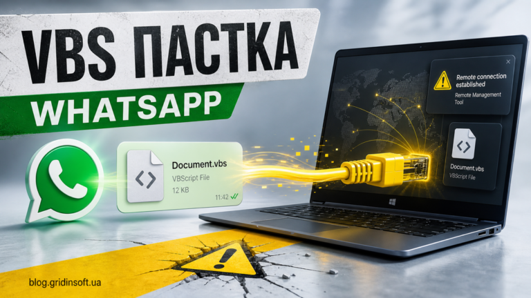 WhatsApp VBS-вкладення веде до попередження про віддалений доступ на Windows-ноутбуці.