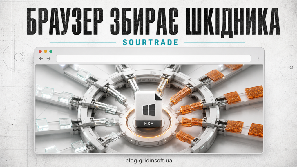 Вікно браузера збирає виконуваний файл SourTrade з чистого runtime та фрагментів даних.