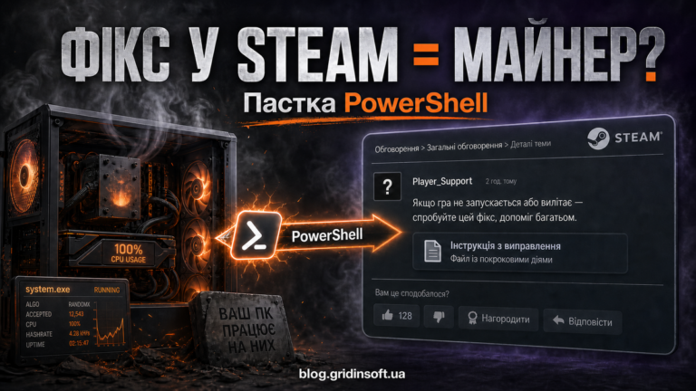 Фейковий фікс у Steam запускає XMRig-майнер на ігровому ПК з Windows.