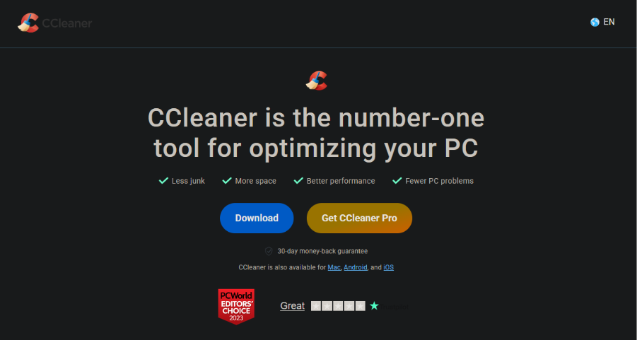 Фальшива сторінка CCleaner, де звичайна та Pro-кнопка завантажують той самий шкідливий інсталятор.