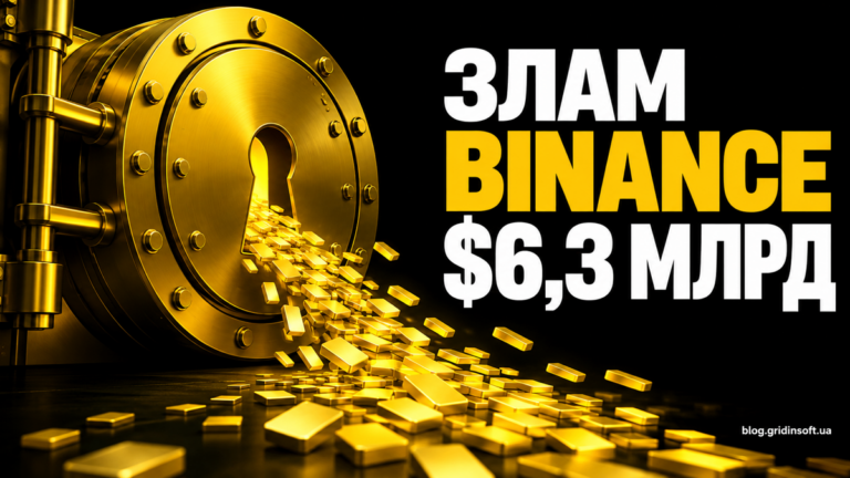 Золоте сховище з потоком токенів і написом Злам Binance $6,3 млрд