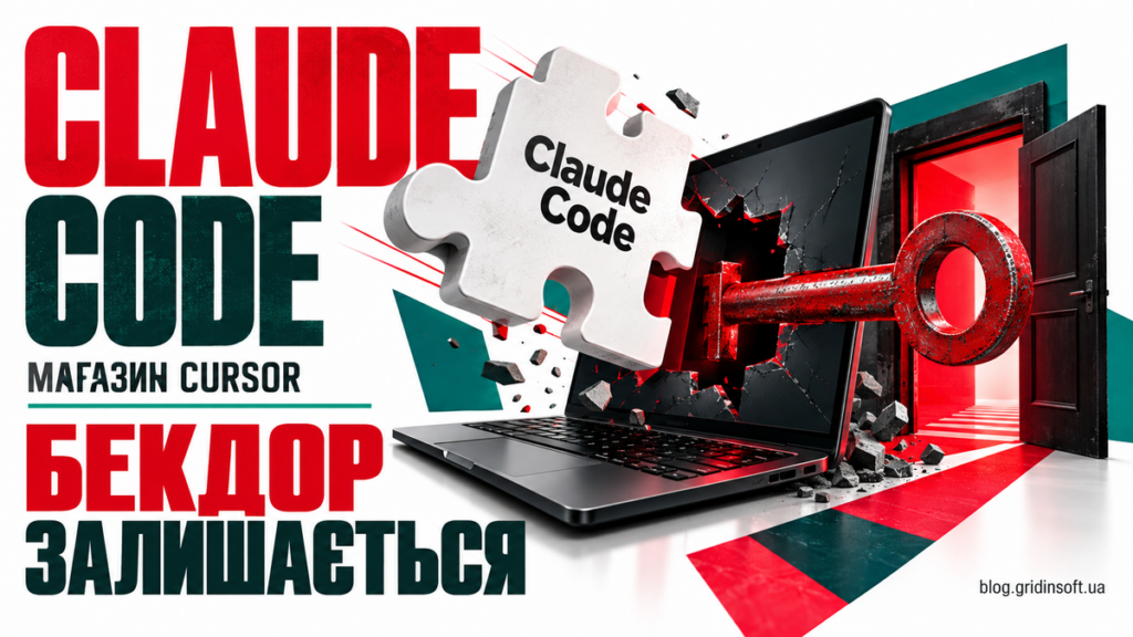 Модуль Claude Code від’єднується від ноутбука, але червоний ключ залишається біля відчинених дверей.